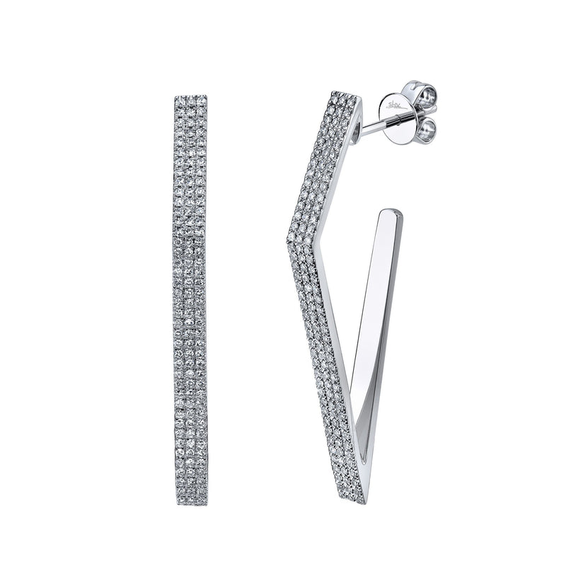 14K White Gold Diamond-Shaped Diamond Earrings .63Ct G/H, Vs-Si