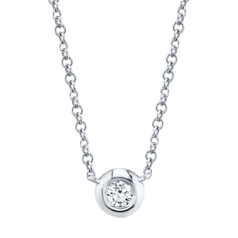 0.05Ct 14K White Gold Diamond Bezel Necklace