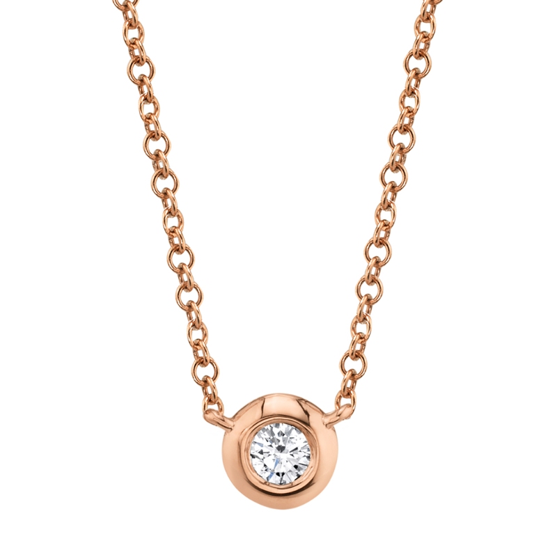 0.05Ct 14K Rose Gold Diamond Bezel Necklace
