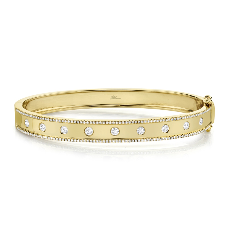 0.97Ct 14K Yellow Gold Diamond Bangle