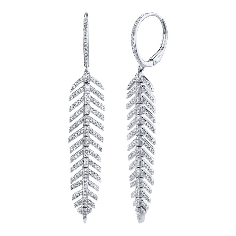 0.60Ct 14K White Gold Diamond Feather Earring