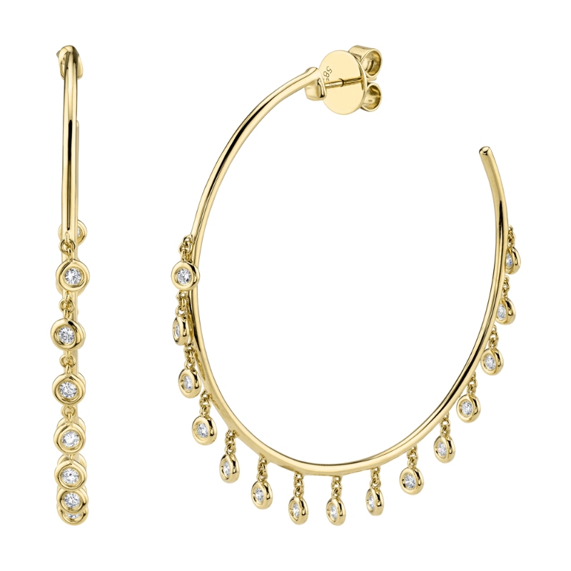 0.90Ct 14K Yellow Gold Diamond Shaker Hoop Earring