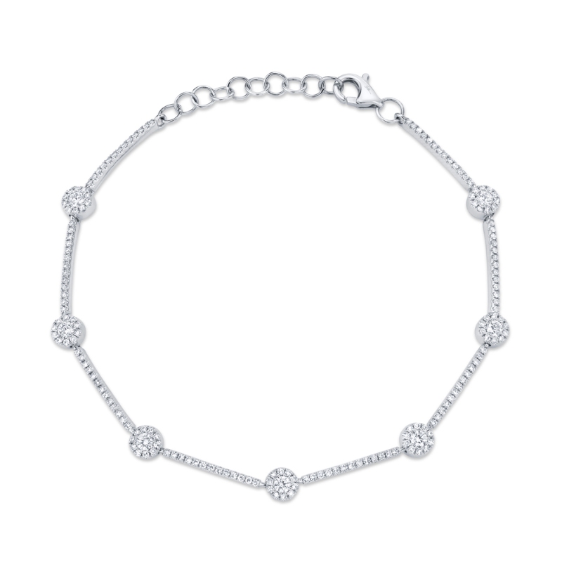 0.88Ct 14K White Gold Diamond Dot-Dash Bracelet