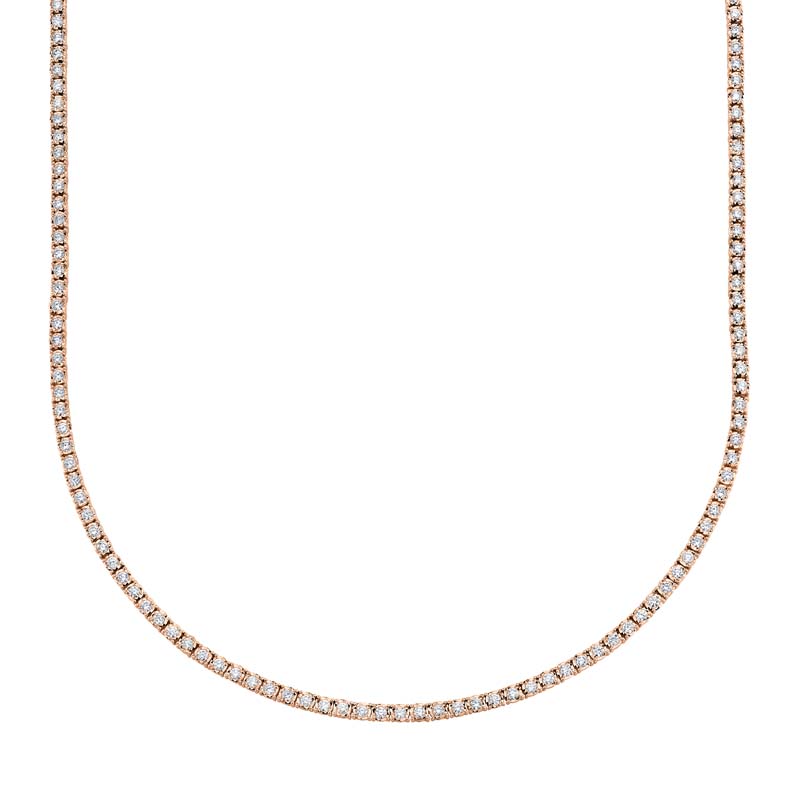 3.96ct 14k Rose Gold Diamond Tennis Necklace SC55004961