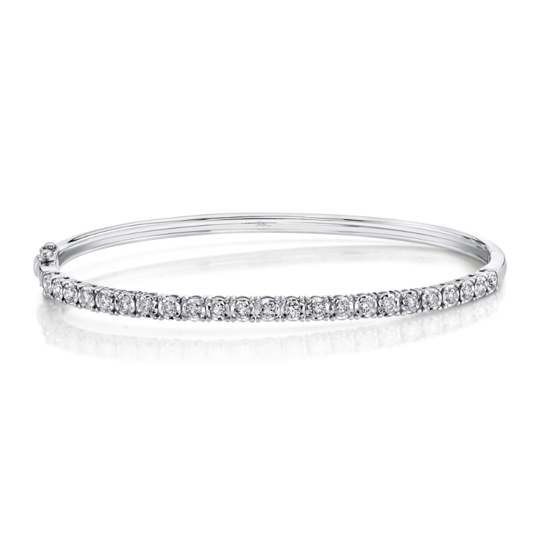 0.69Ct 14K White Gold Diamond Bangle