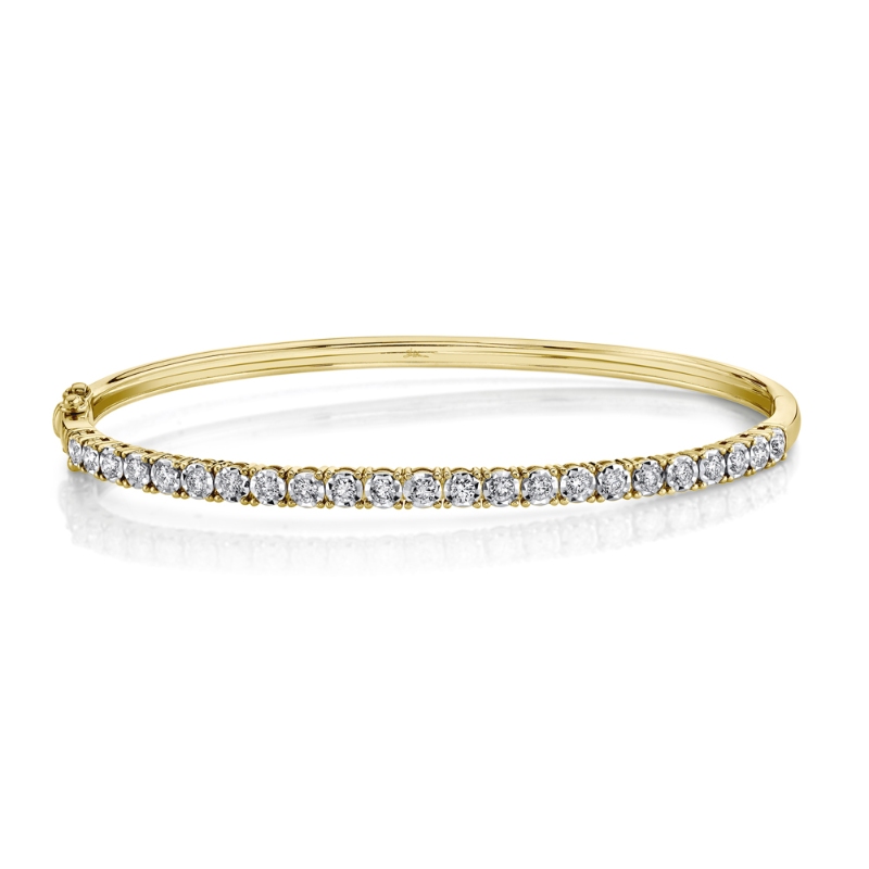 0.69Ct 14K Yellow Gold Diamond Bangle