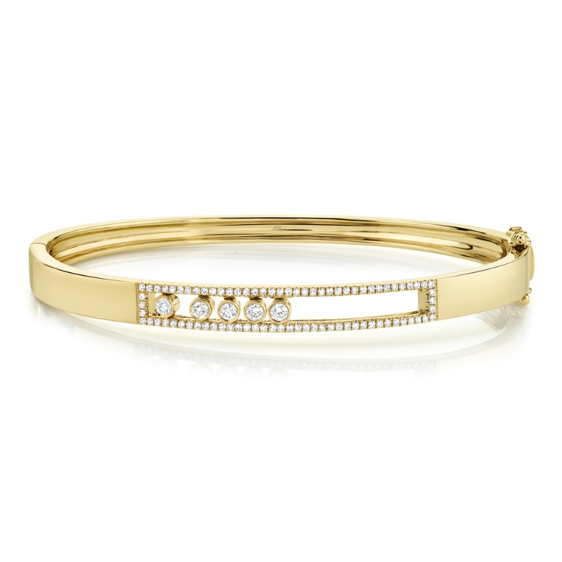 0.42Ct 14K Yellow Gold Diamond Bezel Slider Bangle