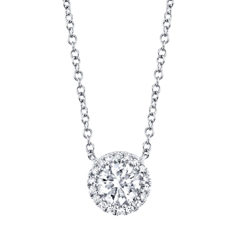 0.40Ct Round Brilliant Center And 0.06Ct Side 14K White Gold Diamond Necklace