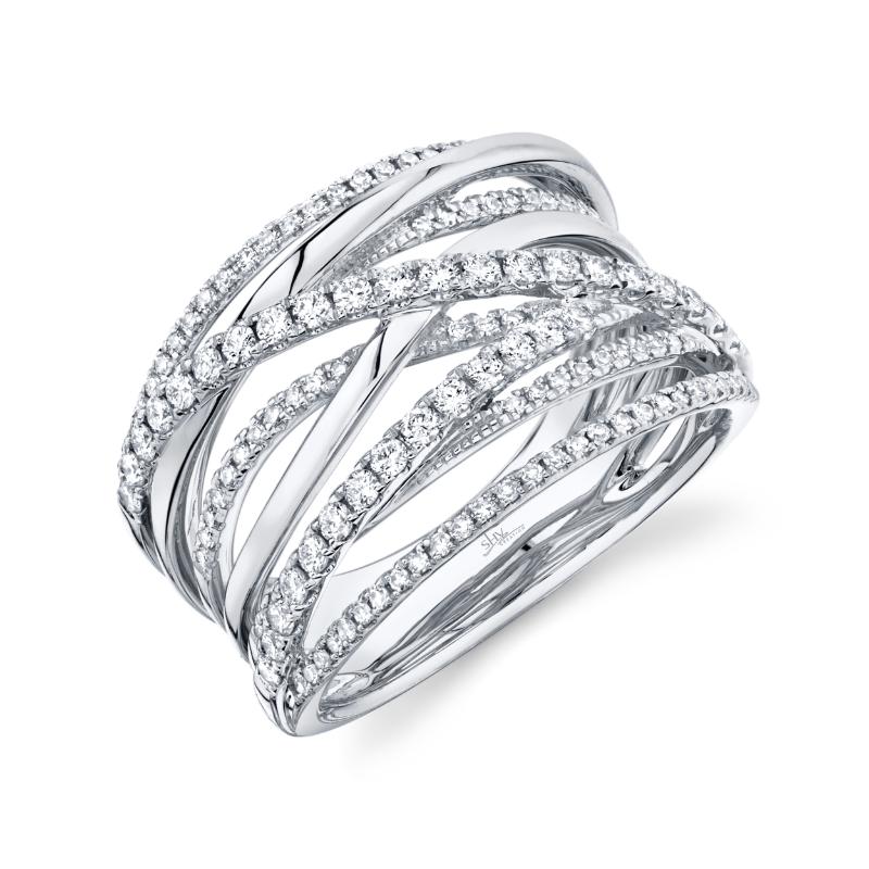 0.62Ct 14K White Gold Diamond Bridge Ring