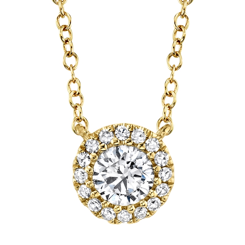 0.20Ct-Ctr(Round) 0.05Ct-Side 14K Yellow Gold Diamond Necklace