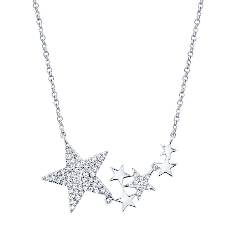 0.18ct 14k White Gold Diamond Star Necklace SC55006072