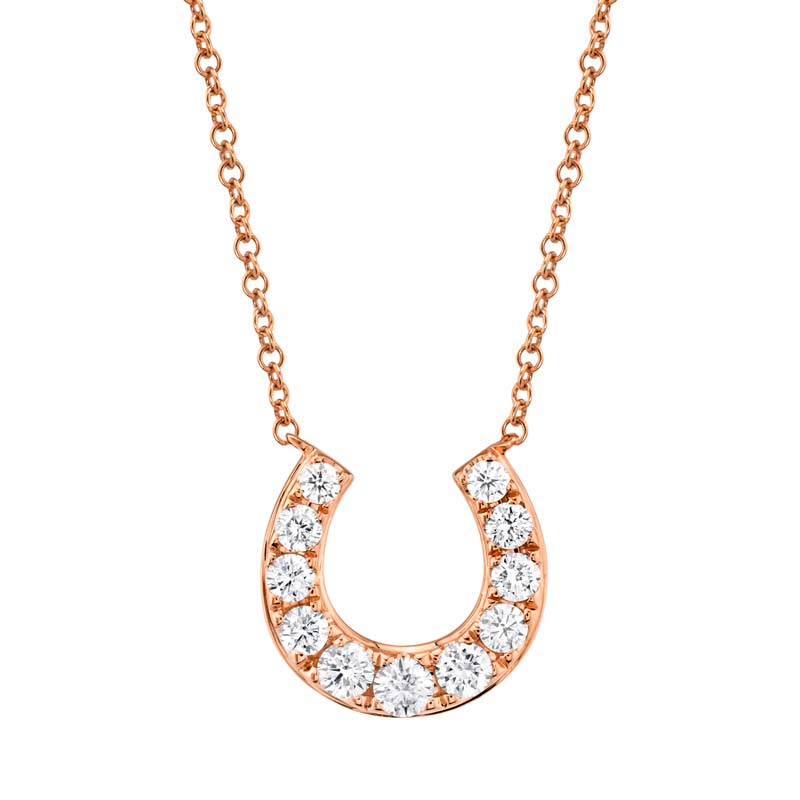 0.36ct 14k Rose Gold Diamond Horseshoe Necklace - SC55006284