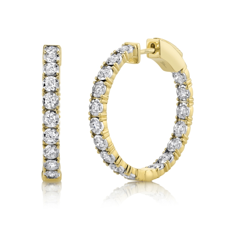 1.06Ct 14K Yellow Gold Diamond Hoop Earring