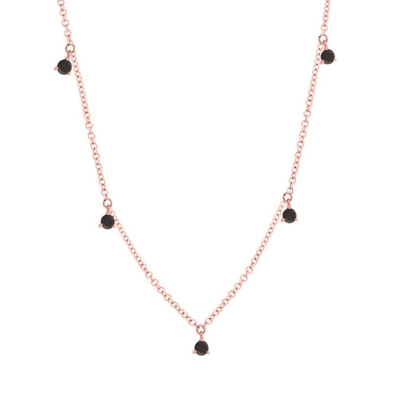 14K Rose Gold Black Diamond Necklace .37Ct. G/H Vs/Si