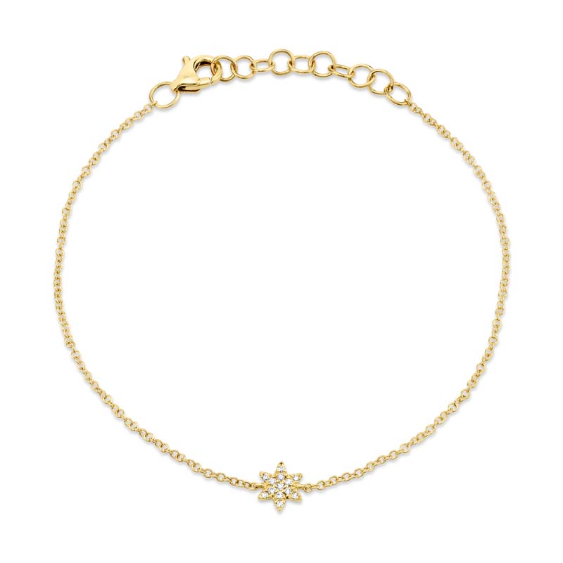 0.03Ct 14K Yellow Gold Diamond Star Of David Bracelet