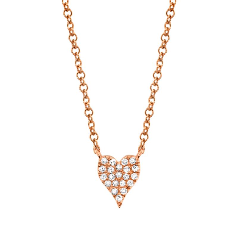0.05Ct 14K Rose Gold Diamond Pave Heart Necklace - SC55006734