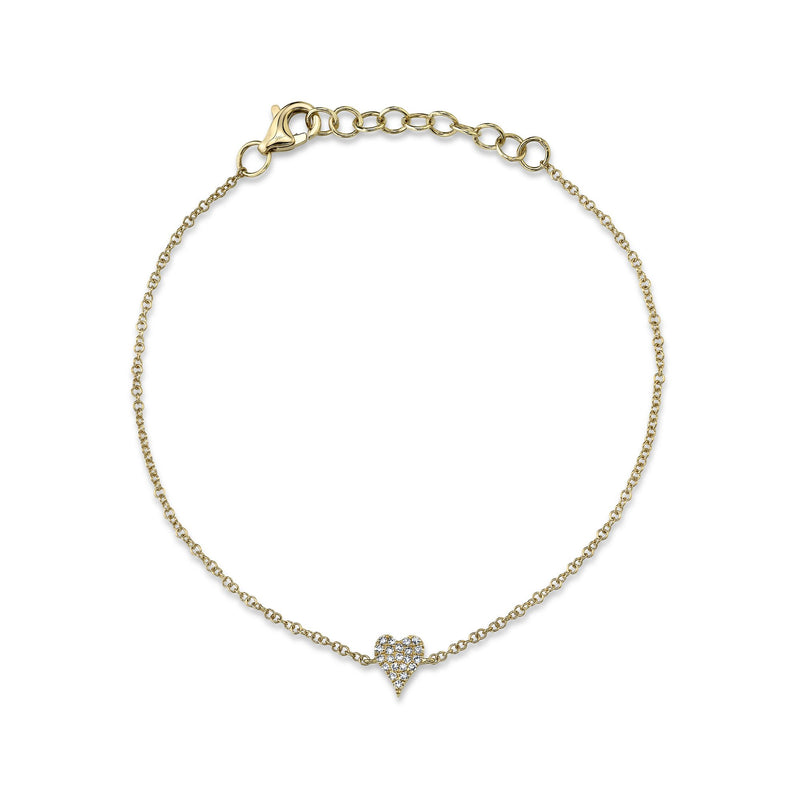 A 14K Yellow Gold Station Bracelet With A Pave-Set Diamond Heart Weighing .05 Carat Total. G/H, Vs-Si