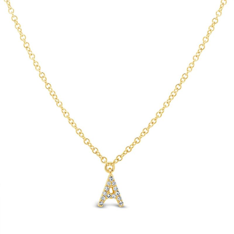 A 14K Yellow Gold Diamond Initial A Necklace