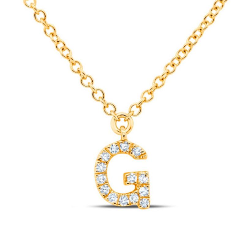 14K Yellow Gold Diamond Initial G Necklace