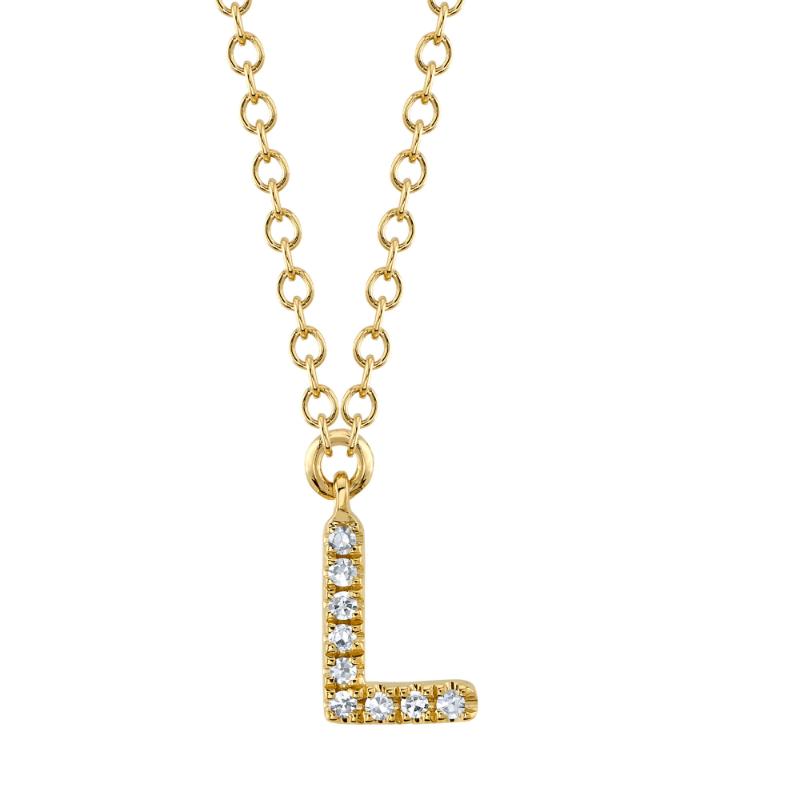 14K Yellow Gold Diamond Initial L Pendant