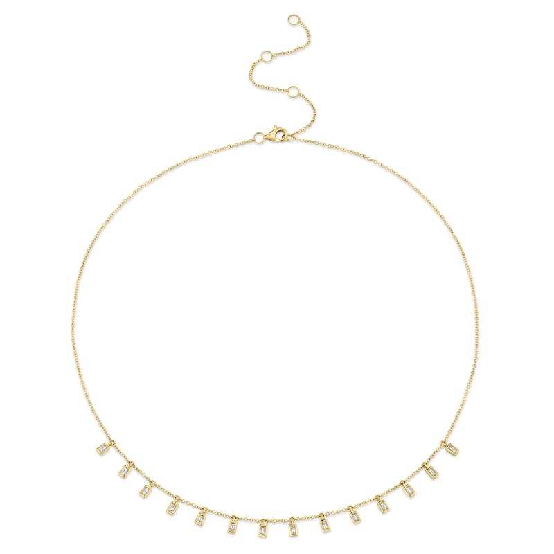 0.34Ct 14K Yellow Gold Diamond Baguette Necklace