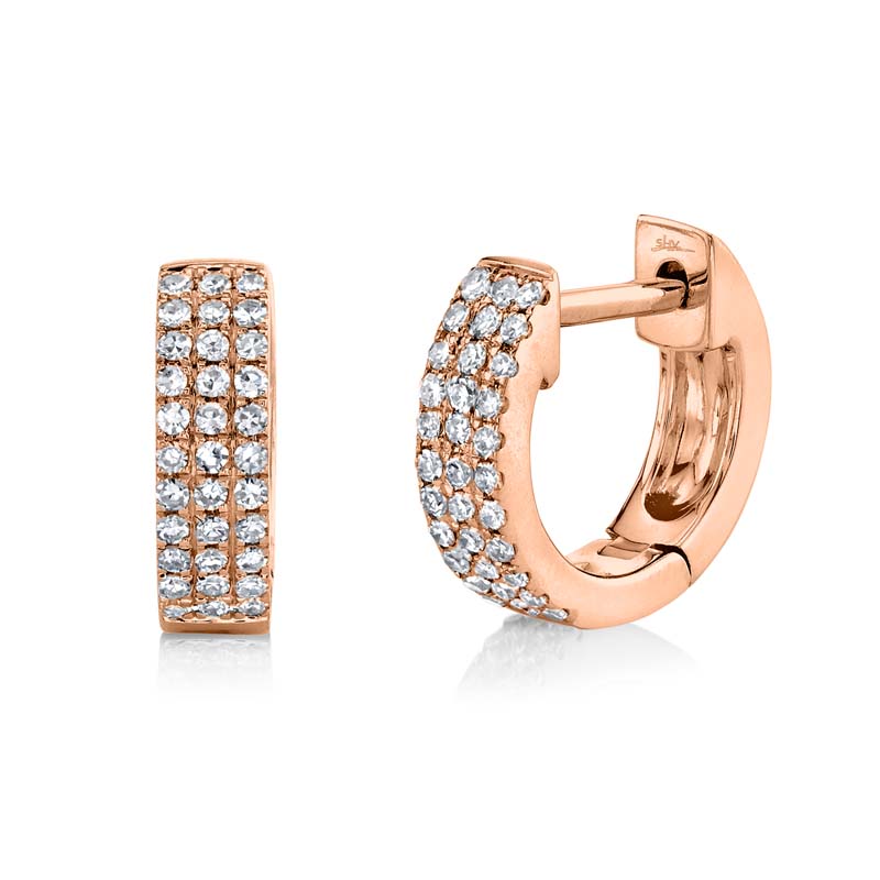 0.17ct 14k Rose Gold Diamond Pave Huggie Earring SC55009014