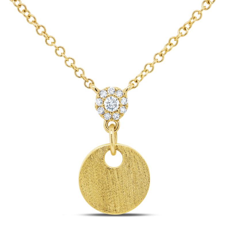 14K Yellow Gold And Pave-Set Diamond Circle Pendant