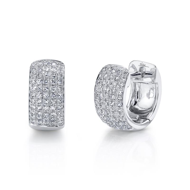 0.25Ct 14K White Gold Diamond Pave Huggie Earring