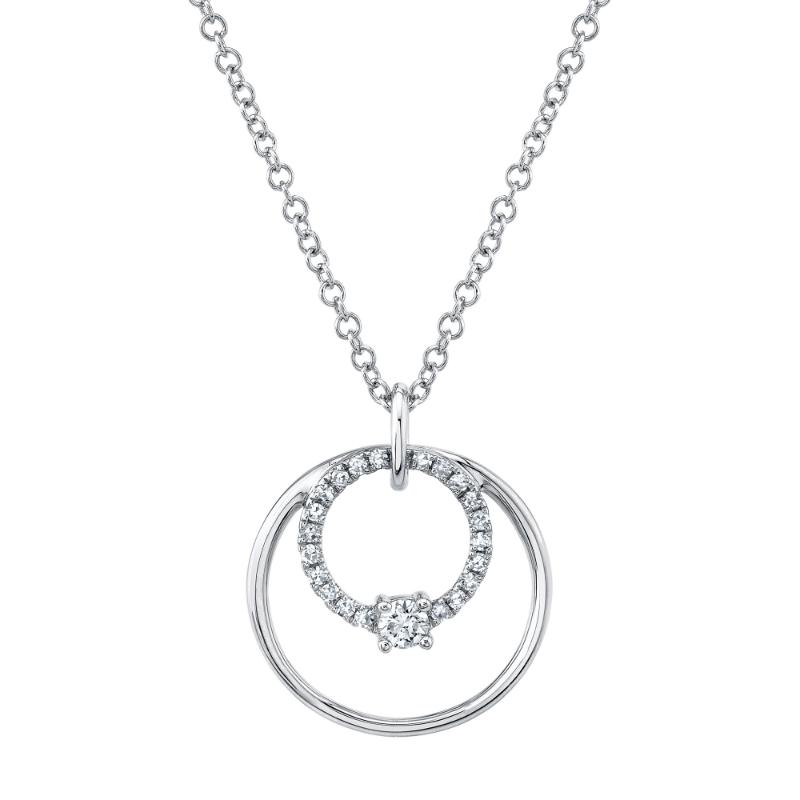 14K White Gold Concentric Circle Pendant