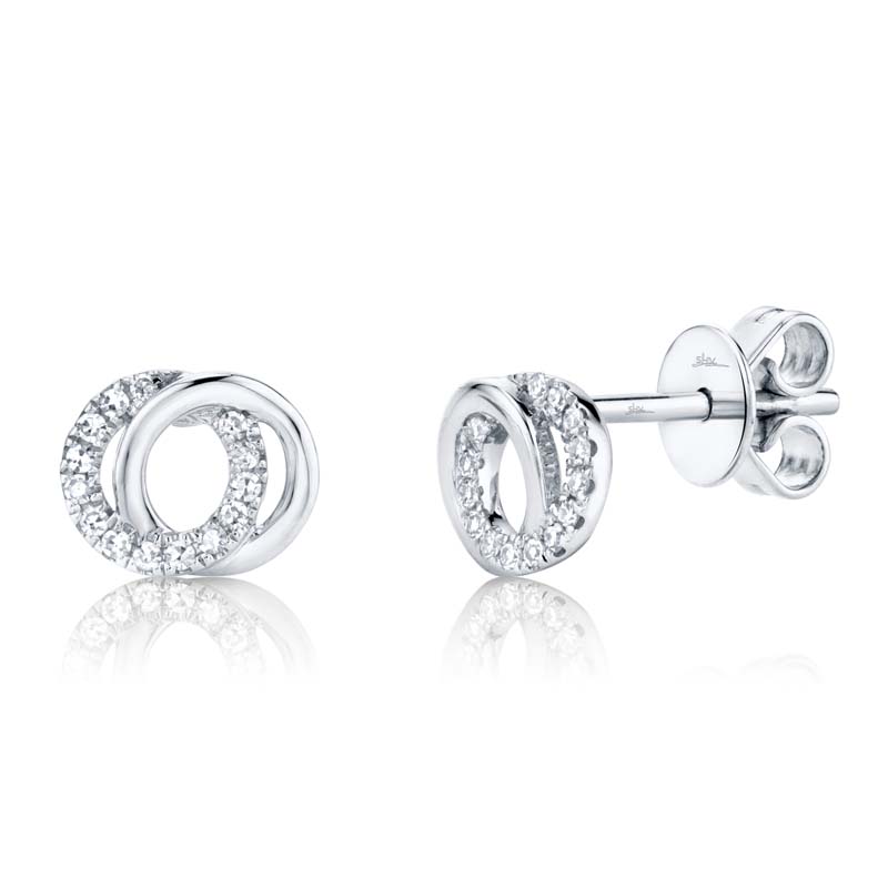 0.09Ct 14K White Gold Diamond Circle Earring