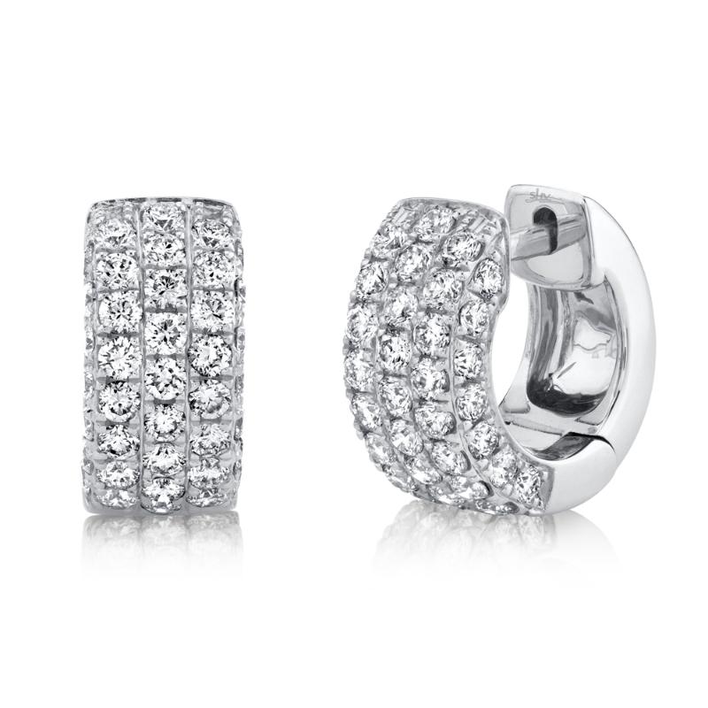 1.17Ct 14K White Gold Diamond Pave Huggie Earring