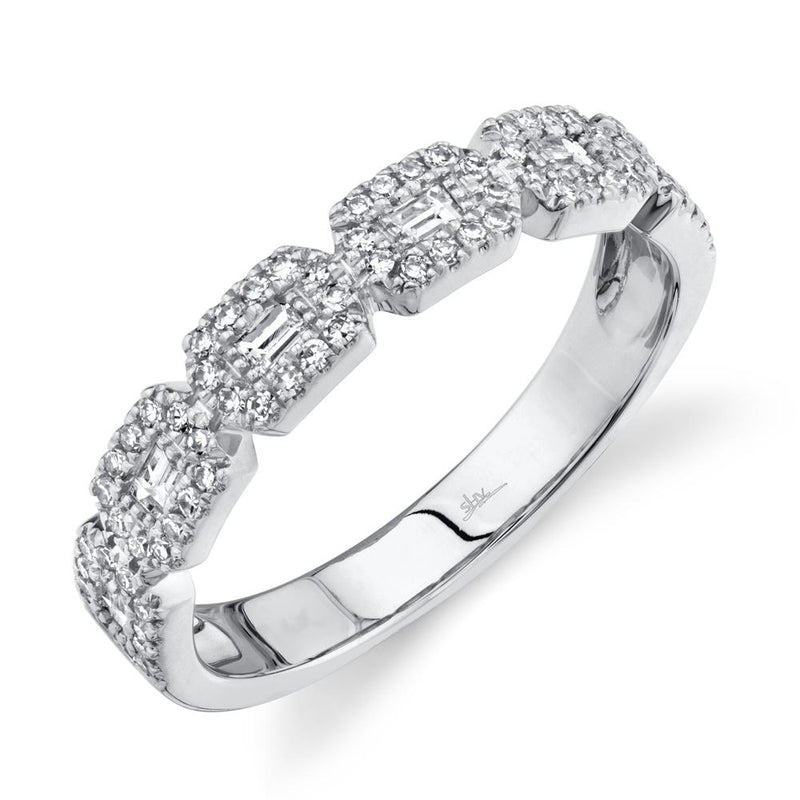 A 14K White Gold And Diamond Baguette Band That Is Set With Diamonds Weighing .46 Carat Total. G/H, Vs-Si