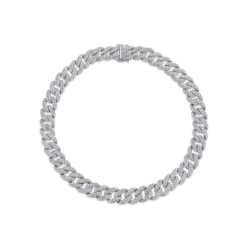 A 14K White Gold Diamond Pave Link Necklace. 18.98Ct. G/H, Vs-Si
