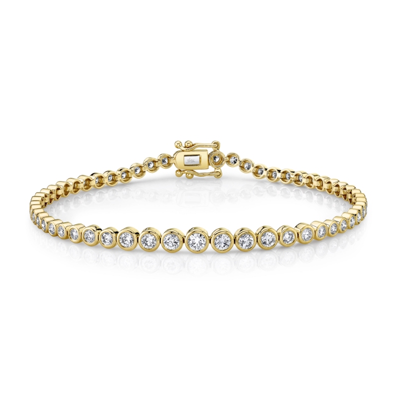 1.90Ct 14K Yellow Gold Diamond Bezel Tennis Bracelet
