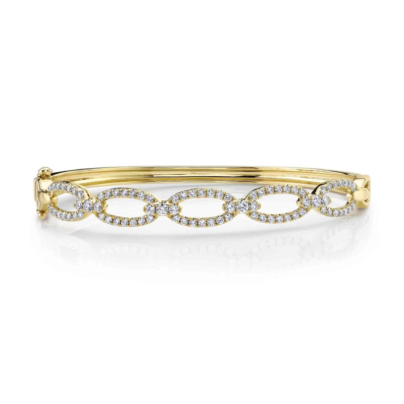 1.19Ct 14K Yellow Gold Diamond Link Bangle