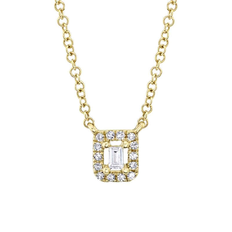 14K Yellow Gold And Diamond Baguette Pendant