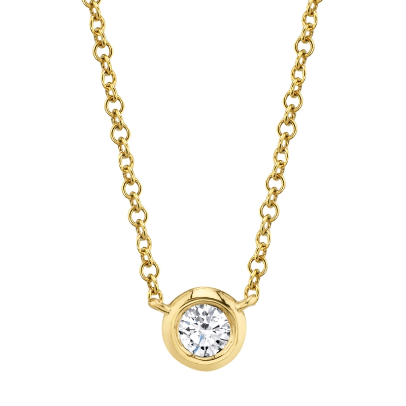 0.20Ct 14K Yellow Gold Diamond Bezel Necklace