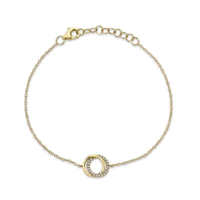 A 14K Yellow Gold Station Style Love Knot Bracelet That Is Set With Diamonds Weighing .07 Carat. G/H, Vs-Si