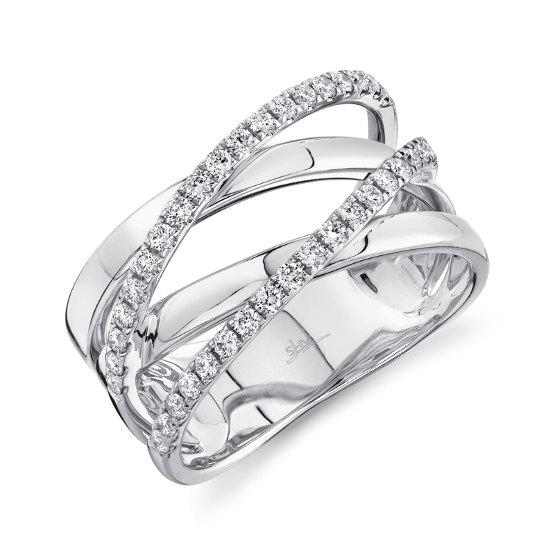 0.41Ct 14K White Gold Diamond Bridge Ring