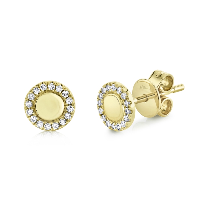 0.10Ct 14K Yellow Gold Diamond Circle Stud Earring