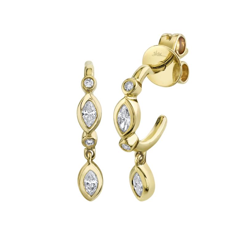 14K Yellow Gold J-Shaped Hoop Earrings