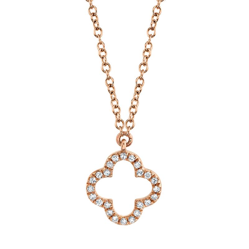 14K Rose Gold Clover Shaped Pendant