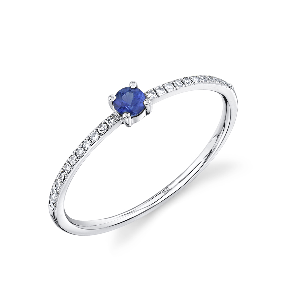 0.08Ct Diamond & 0.13Ct Blue Sapphire Ring