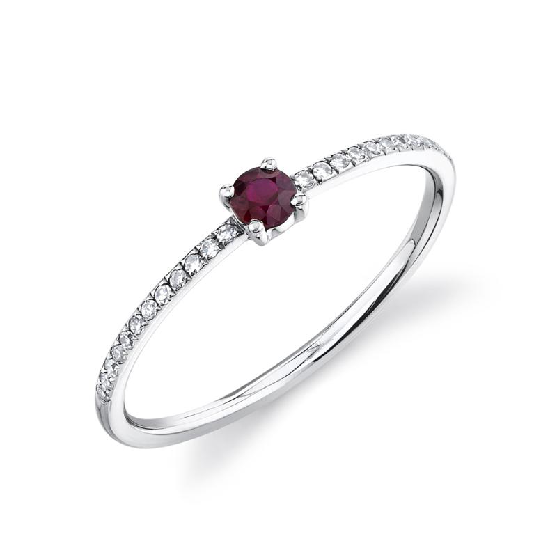 0.08Ct Diamond & 0.14Ct Ruby Ring