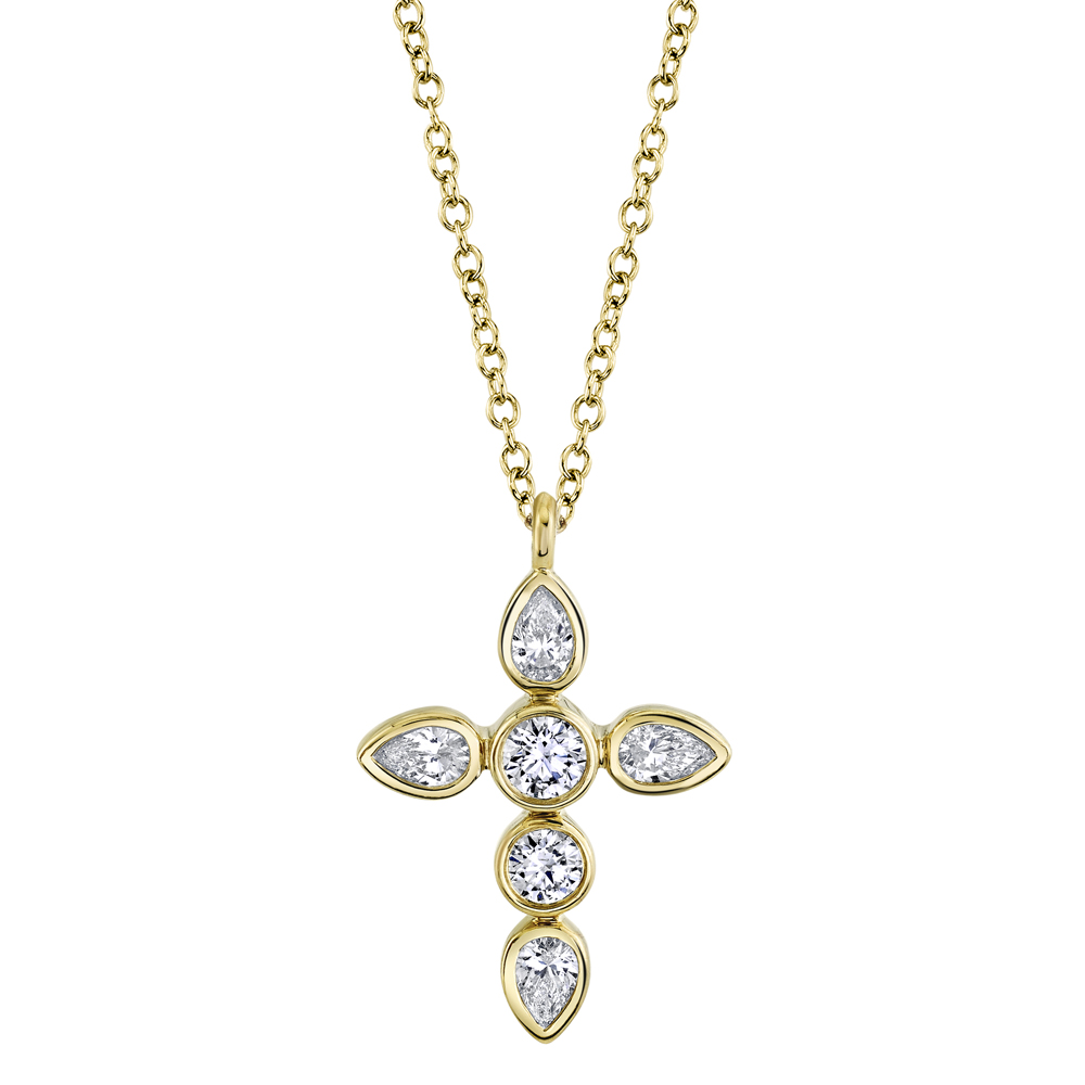 0.42Ct Diamond Pear Cross Necklace