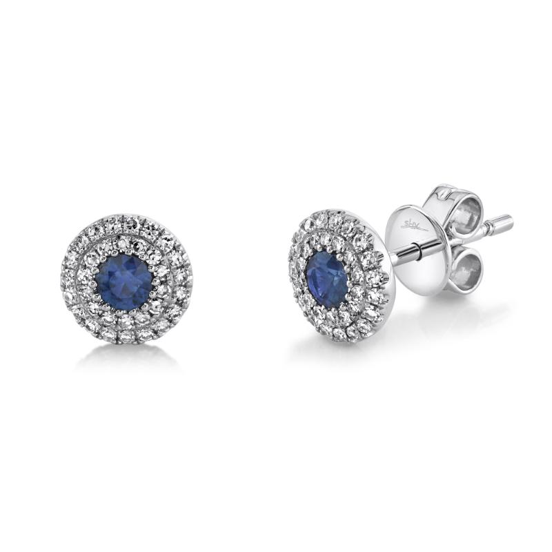 0.20Ct Diamond & 0.24Ct Blue Sapphire Stud Earring