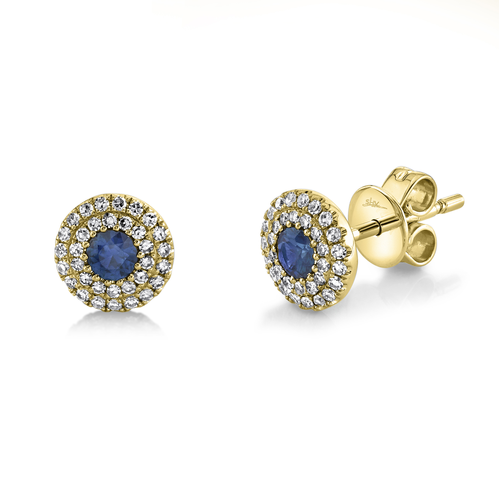0.20Ct Diamond & 0.24Ct Blue Sapphire Stud Earring