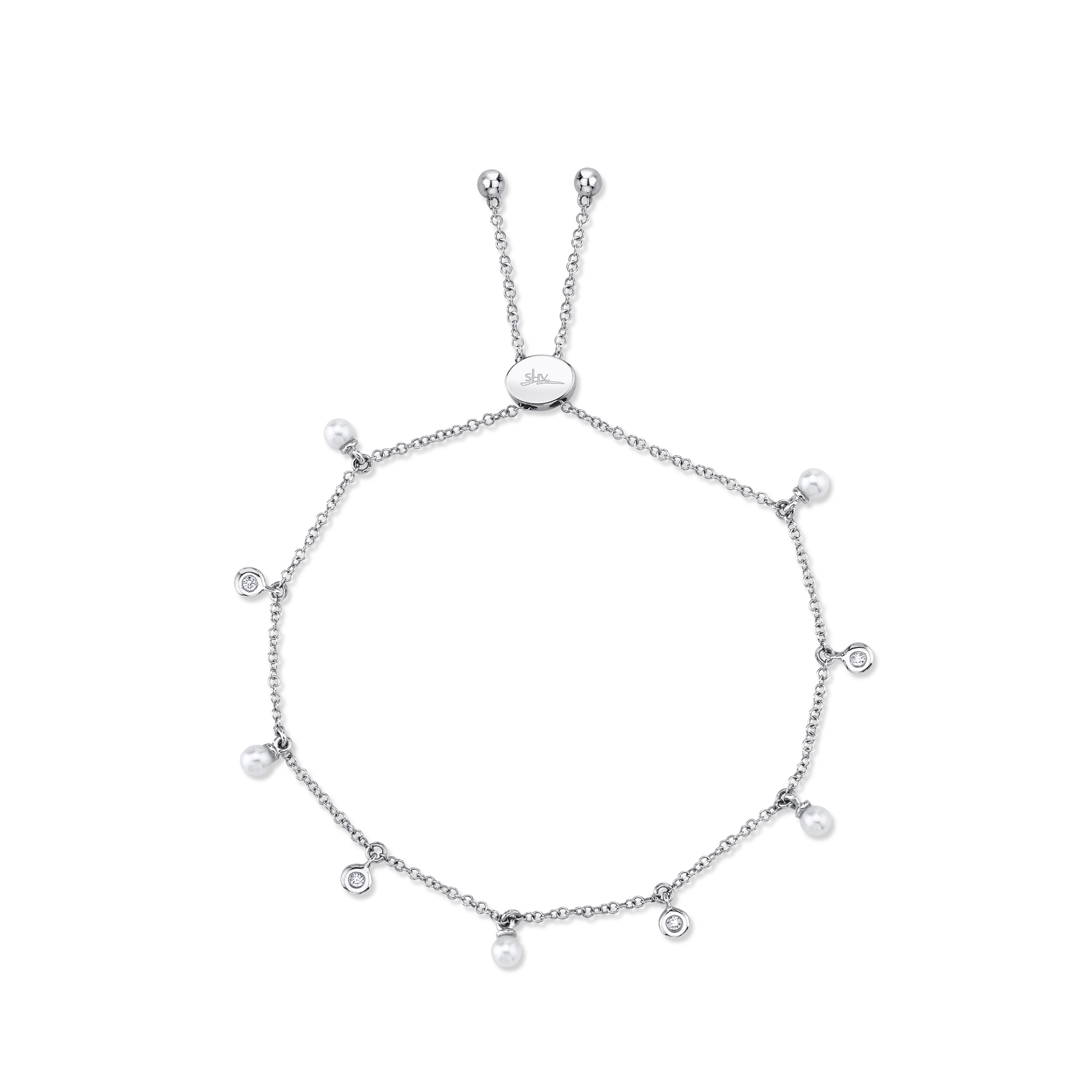 0.04Ct Diamond & Cultured Pearl Bolo Bracelet