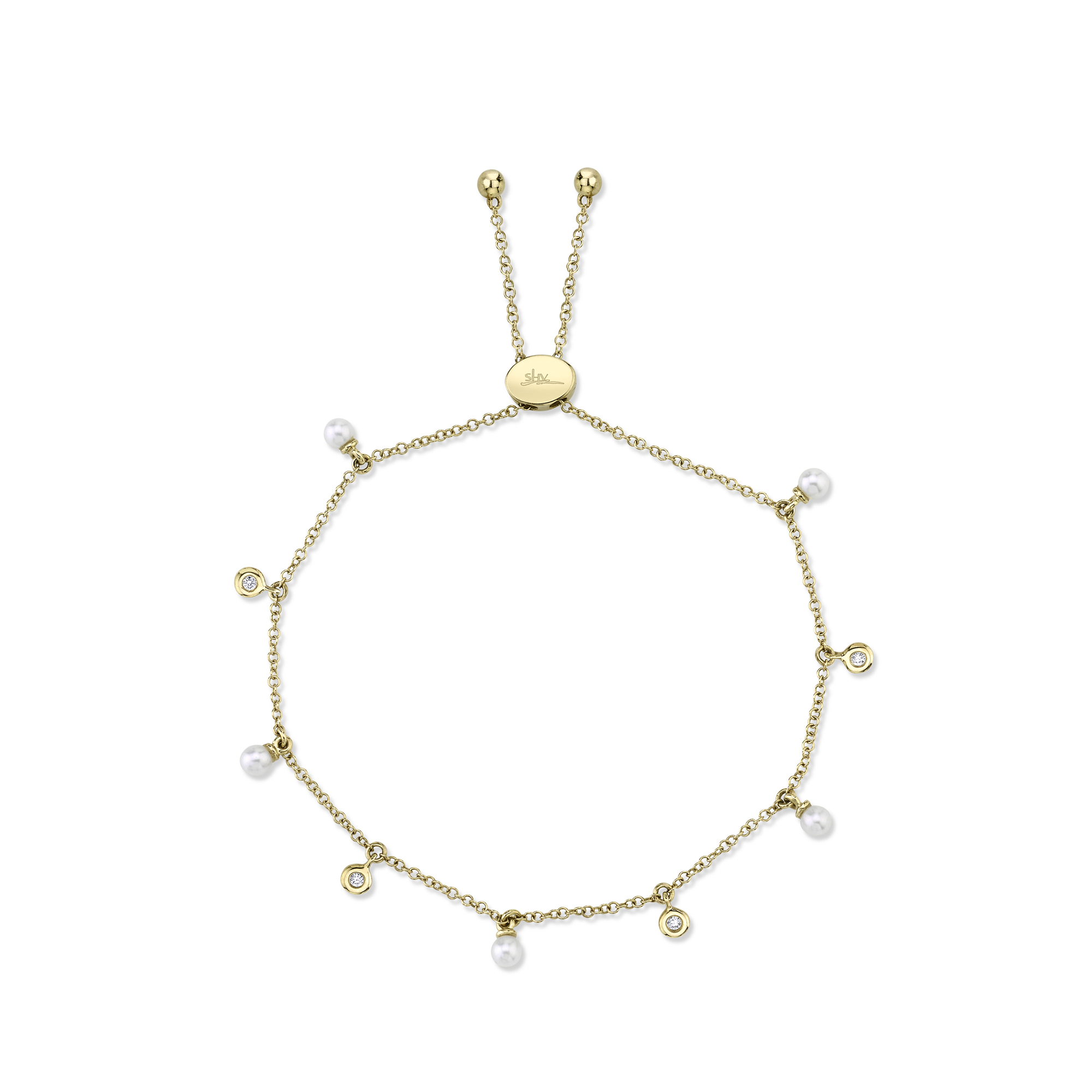 0.04Ct Diamond & Cultured Pearl Bolo Bracelet