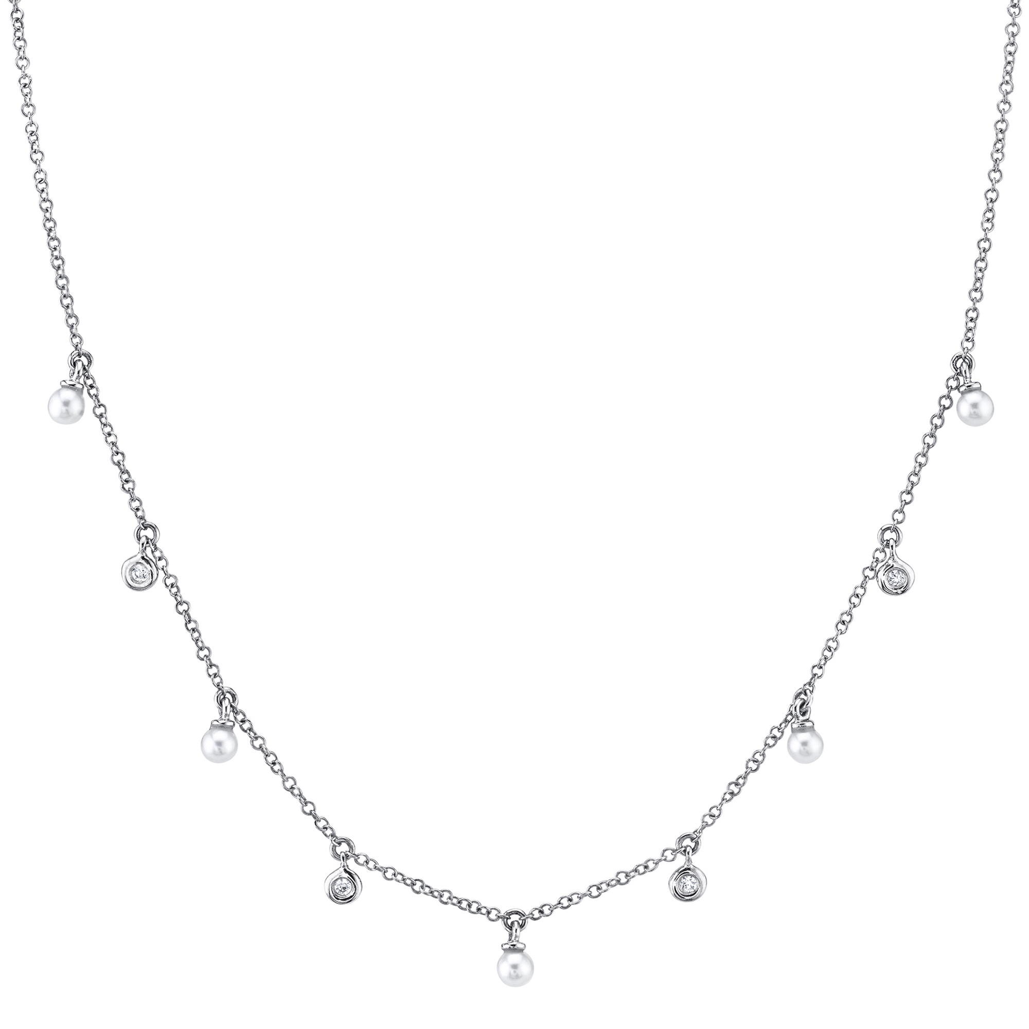 0.04Ct Diamond & Cultured Pearl Necklace